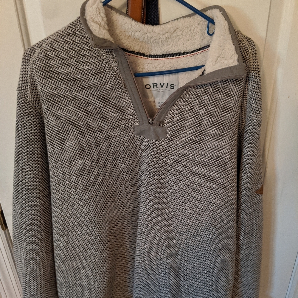 Orvis fleece lined quarter zip pullover